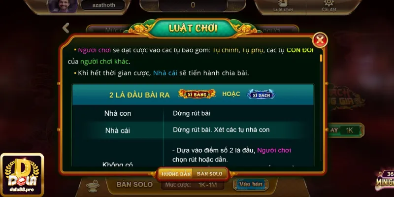 Mô tả đôi nét về luật chơi xì dách Dola88