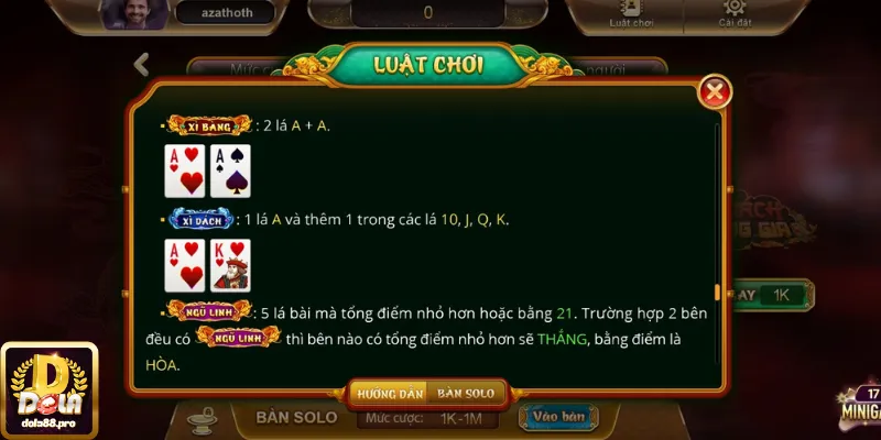 Trong luật chơi xì dách có những quy tắc gì